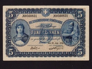 Suiza: P-14, 5 francos, 1914 * Libertad * En estado bastante bueno+ * - Imagen 1 de 2