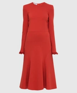 $925 NEW PHILOSOPHY di LORENZO SERAFINI Red STRETCH MIDI Dress IT-44 US-6/8 M - Picture 1 of 16