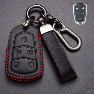 Genuine Leather Car Key Fob Case Cover For Cadillac ATS XTS CTS CT6 XT5 Escalade - Image 1 of 4