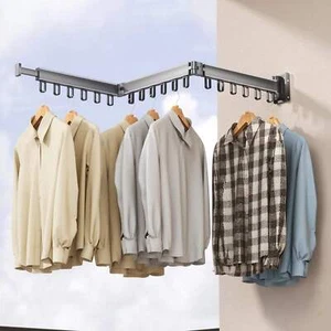 Aleación de Aluminio Retráctil Ropa Caballo Montada en la Pared Sin Percha de Perforación Balcón - Imagen 1 de 9