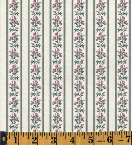 1:12 1" Scale Dollhouse Miniature Wallpaper Floral Stripe 3 Shts - 0003138 - Picture 1 of 1