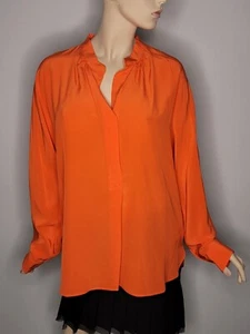 Lauren Ralph Lauren Modern Orange Silk Blouse Size L - Picture 1 of 8
