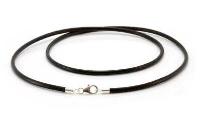 Collar de cuero marrón 3 mm - Cierre de plata de ley - Hombre/Dama Unisex Foto 1 de 4