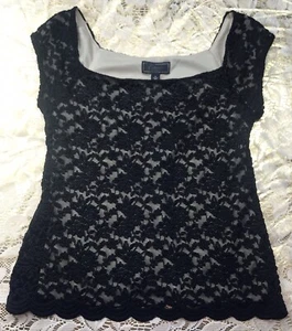 Black Lace Blouse Sz S Dress Barn Collection Professional Sexy - Picture 1 of 7