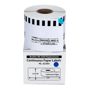 Non-OEM Fits BROTHER DK-2205 BLUE Continuous Labels - (1) Roll of 100' - Picture 1 of 8