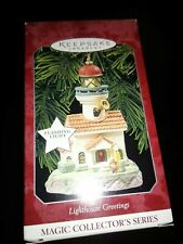 NEW? 1998 Christmas Xmas Holiday Hallmark Ornament Lighthouse Greetings Lights