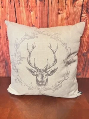 Deer Head Decorative Throw Pillow By Splashworks  elegant accent rustic style - Image 1 of 4