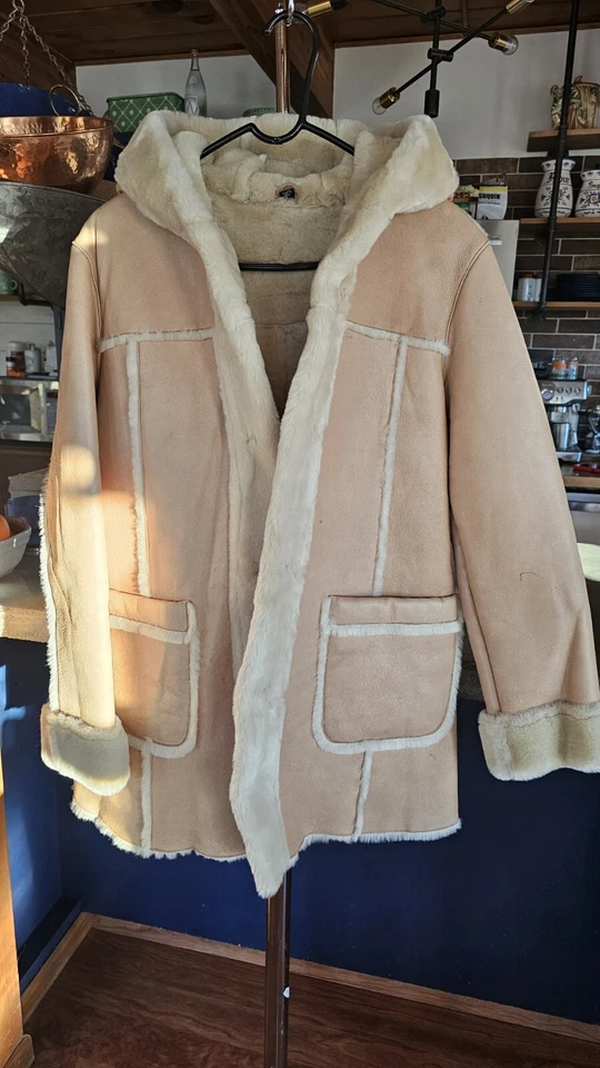 Abrigo chaqueta vintage de cuero tostado excelente para mujer grande forrado de piel sintética Foto 1 de 4