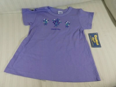 Vintage OshKosh Bgosh Girls 6X Purple Shirt Embroidered Flowers NWT Q1 - Image 1 of 4