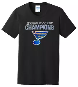 Women's St. Louis Blues Championship Stanley Cup Ladies Bling T-Shirt Shirt Tee - Picture 1 of 1