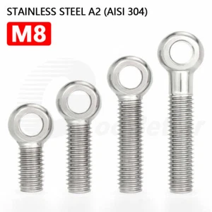 M8 Forged Eye Bolt DIN 444 Catenary Wire Hanging Screw A2 Stainless Steel EyeRod - Picture 1 of 29