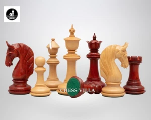4.5" Bath Luxury Staunton Chess Pieces Only Set - Triple Weighted Bud Rosewood - Picture 1 of 7