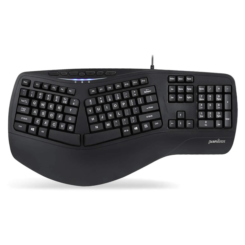 PERIBOARD-312 Ergonomic Backlit Keyboard with Split Design Big Print Keys 2 E... - Bild 1 von 4