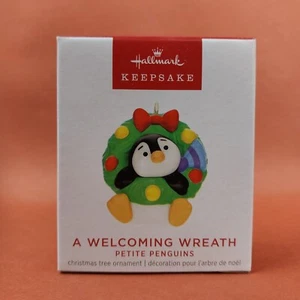Welcoming Wreath 2023 Hallmark Keepsake Ornament Mini 8th Petite Penguins Series - Picture 1 of 4