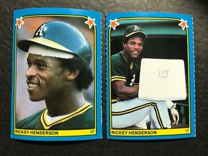 RICKEY HENDERSON 1983 Fleer Stickers #192 & #144  - FIVE SETS LEFT!