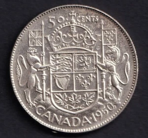 Canadá 1950 Canadá 50 centavos rey Jorge VI .800 plata - bonitos detalles - Imagen 1 de 2
