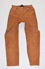 ESCADA Women's Real Leather Straight Casual Brown Trousers Pants Size W27