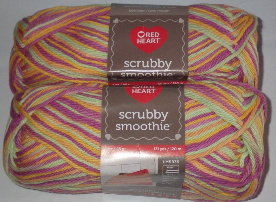 Red Heart Scrubby Smoothie Yarn Skeins 3 Oz 131 Yd Popsicle Brights