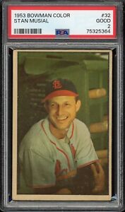 1953 Bowman Color Baseball #32 Stan Musial PSA 2
