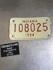 Original Unissued 1984 Indiana Motorrad Kennzeichen 108025 Shovelhead Honda - Bild 1 von 2