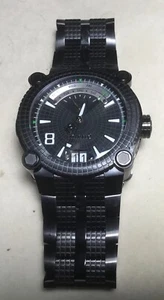RENATO VULCAN RETRO BLACK CURVED GLASS RONDA 7003 FOR PARTS EXC CASE/BAND NO BOX - Picture 1 of 16