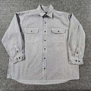 Key Shirt Mens 2XL Blue White Hickory Stripe Workwear Cotton Jacket Railroad - Afbeelding 1 van 18