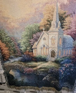 Nicky Boehme Forest Church By The Creek manta tapiz afgano - Imagen 1 de 9