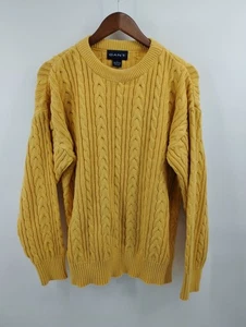 Suéter de punto grueso de pescador Gant para hombre hecho en EE. UU. algodón amarillo mantequilla grande - Imagen 1 de 9