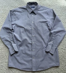 Men’s Stafford Performance Grey Striped Dress Shirt Size 16 32/33 - Picture 1 of 5