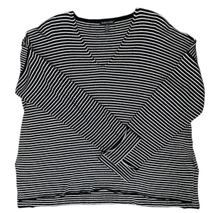 EILEEN FISHER Knit Striped Organic Cotton Nylon Silk Pullover Top Womens M - Picture 1 of 7