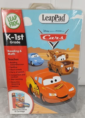 Leapfrog LEAP PAD Cars K-1ST GRADE Reading Math Game Book Cartridge Complete - Image 1 of 4