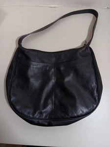 Borsa a tracolla donna Furla vintage in vera pelle stile hobo - nera #3 - Foto 1 di 13