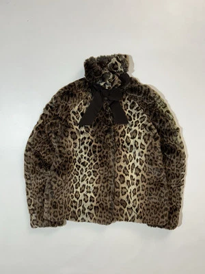 Moschino Faux Fur Coat Leopard Print Jacket Women Size S Vintage Teddy - Image 1 of 4