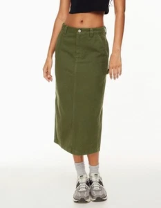 Falda Aritzia TNA Talla 4 Greenwich Carpintero Midi Fatiga Verde Algodón Denim Nueva - Imagen 1 de 9