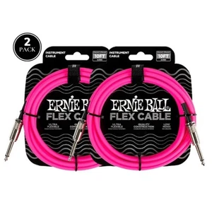 2 PACK Ernie Ball FLEX Straight to Straight Instrument Cable 10 ft. Pink 6413 - Picture 1 of 11