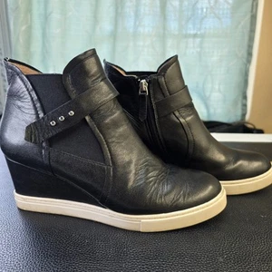 Linea Paolo Damskie buty na koturnie Rozmiar 9m Czarne Sneakersy Zamek błyskawiczny, Zapięcie paska - Zdjęcie 1 z 16