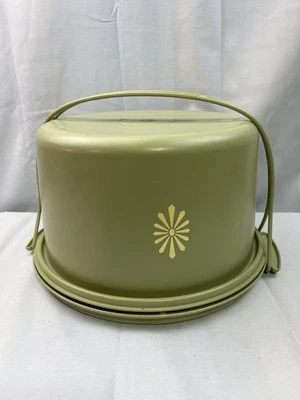 Portapasteles Tupperware Aguacate Verde Starburst 3 Piezas con Mango De Colección Usado en Excelente Condición Foto 1 de 4