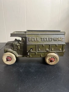 Hubley 1920s Mack Bell Telephone Service Truck Cast Iron Toy 10" All Original - Picture 1 of 7