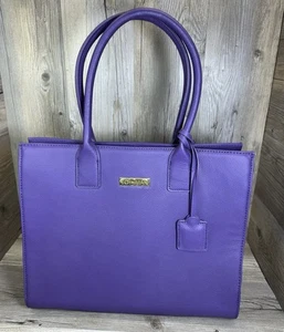 JOY & IMAN Purple Pebble Leather Tote Satchel Purse Laptop/Business Bag New - Picture 1 of 17
