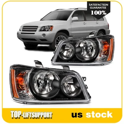 Conjunto de faróis para 2001-2007 Toyota Highlander esquerda+direita carcaça preta - Imagem 1 de 4