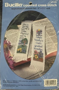 Vintage Bucilla Cross Stitch Kit 41123 Inspirational Bookmark Pair New Sealed - Picture 1 of 6