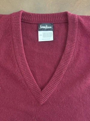 Neiman Marcus 100% Cashmere Red V-Neck Men’s Sweater Fits As XL See Measurements - Image 1 of 4