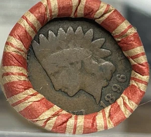 Penny Roll di grano non perquisita vecchia tenuta 50 centesimi vintage-1896 testa di indiano centesimo - Foto 1 di 2
