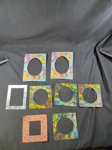 Set 8 Floral Flower Butterfly Magnetic Fridge Refrigerator Flat Picture Frames - Picture 1 of 9