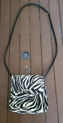 EB Nine West Women's Crossbody Canvas Handbag Black/White Animal Print  - Image 1 of 4