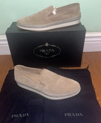 NIB NEW $975 PRADA Biarittz Suede Boat Shoes Loafers - Sz 9 US / 8 UK - Image 1 of 4