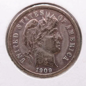1909 Barber Silver Dime, Very Fine + Circulated Coin, Store Sale #DE658. - Picture 1 of 2