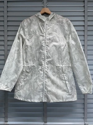 QUECHUA Decathlon женщины плащ Великобритании большой белый серый лист капюшон ветра дождя сопротивления - Изображение 1 из 4