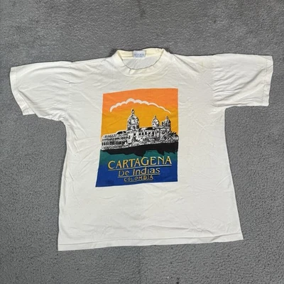 Vintage Cartagena Columbia Shirt Mens Extra Large White City Graphic Kenzo - Image 1 of 4