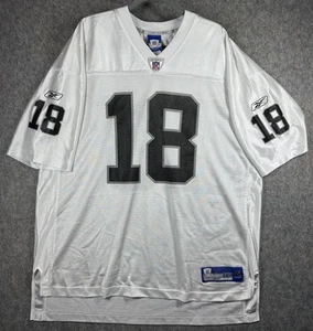 Vintage Reebok Oakland Raiders Randy Moss Stitched White Jersey #18 Size 2XL - Bild 1 von 11
